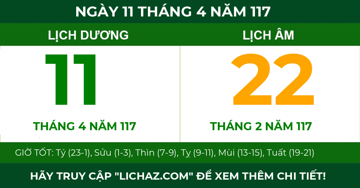 lịch âm ngày 11 tháng 4 năm 117