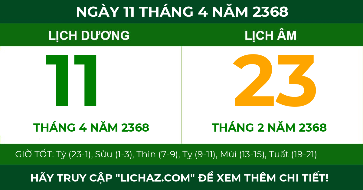 lịch âm ngày 11 tháng 4 năm 2368