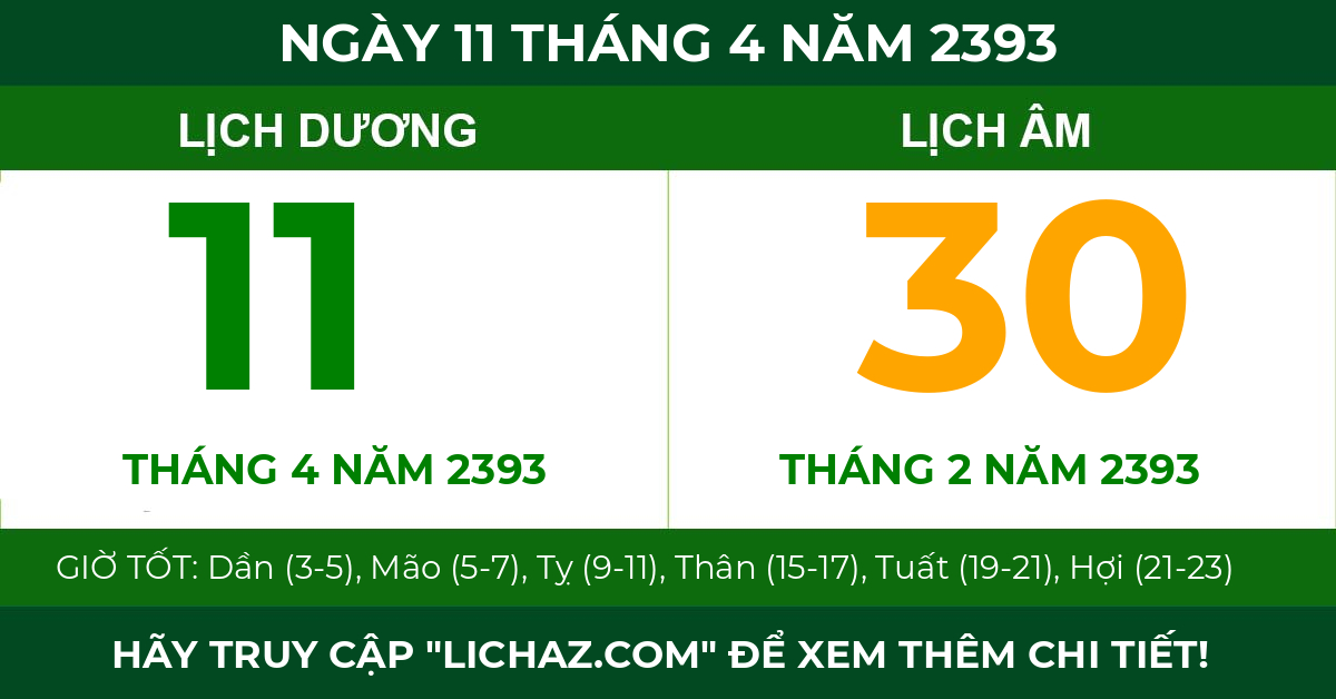 lịch âm ngày 11 tháng 4 năm 2393