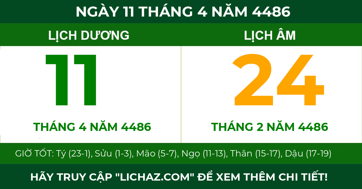 lịch âm ngày 11 tháng 4 năm 4486