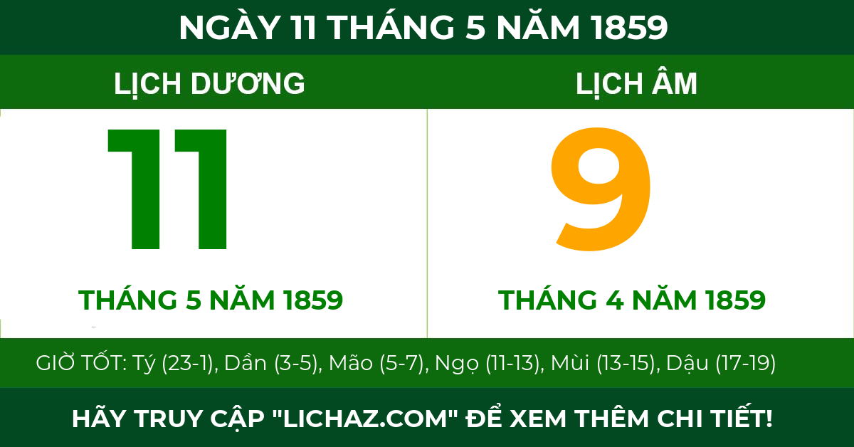 lịch âm ngày 11 tháng 5 năm 1859