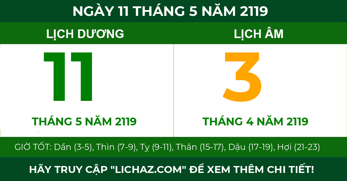 lịch âm ngày 11 tháng 5 năm 2119