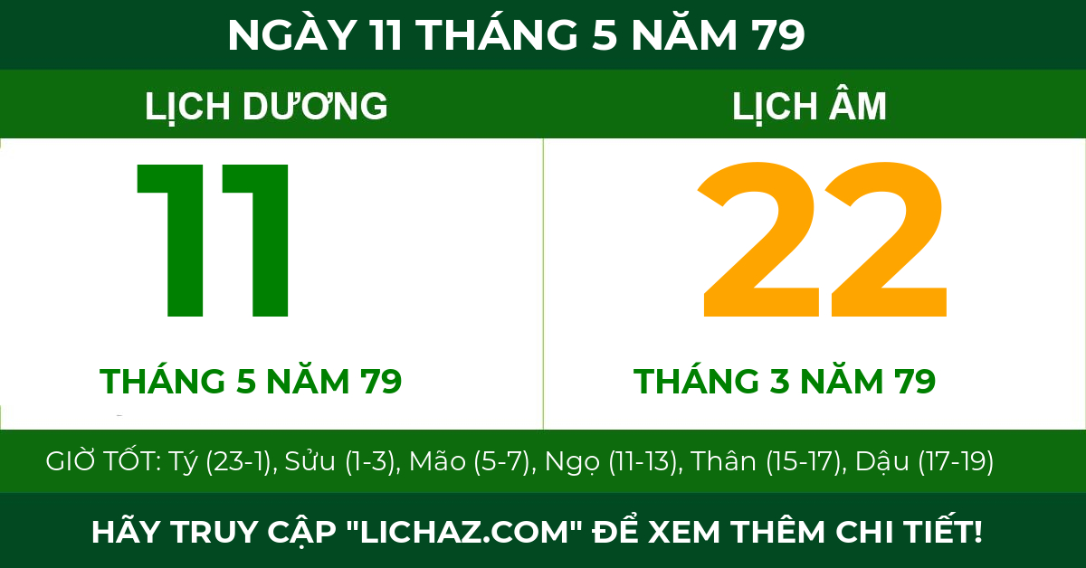 lịch âm ngày 11 tháng 5 năm 79