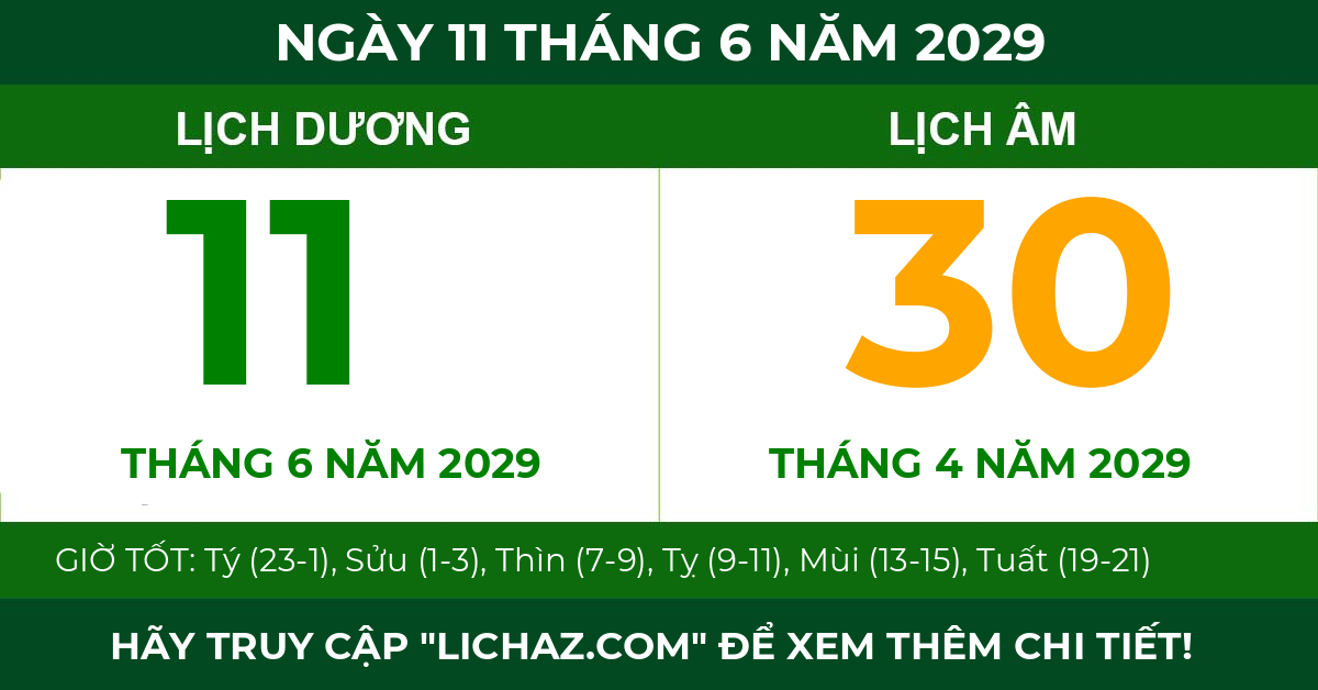 lịch âm ngày 11 tháng 6 năm 2029