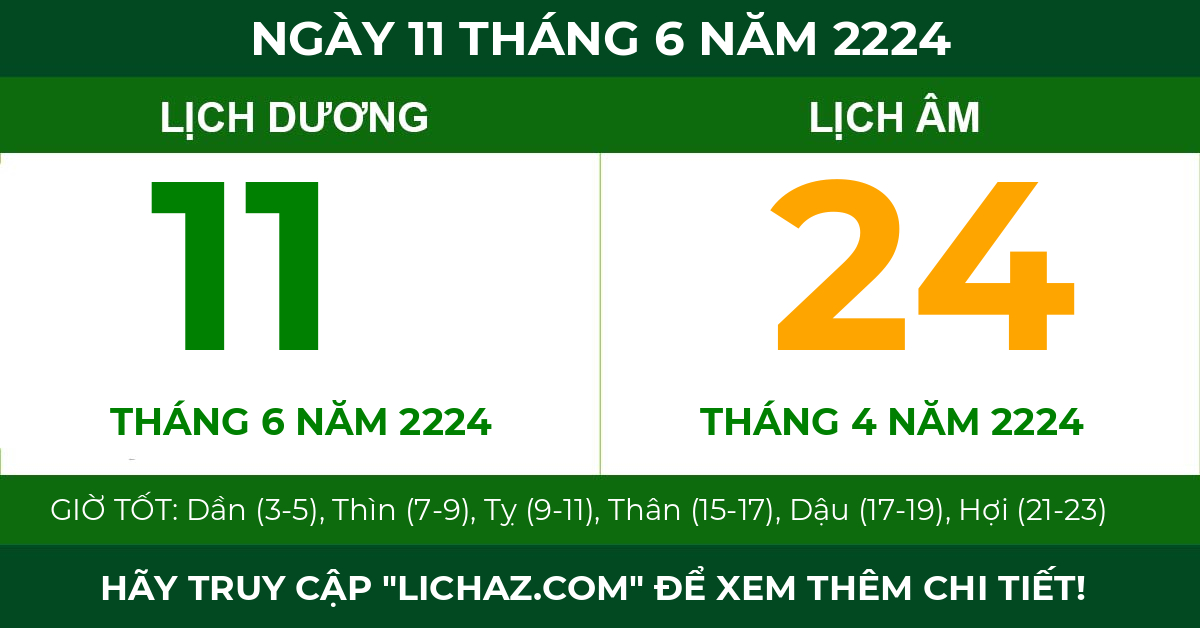 lịch âm ngày 11 tháng 6 năm 2224