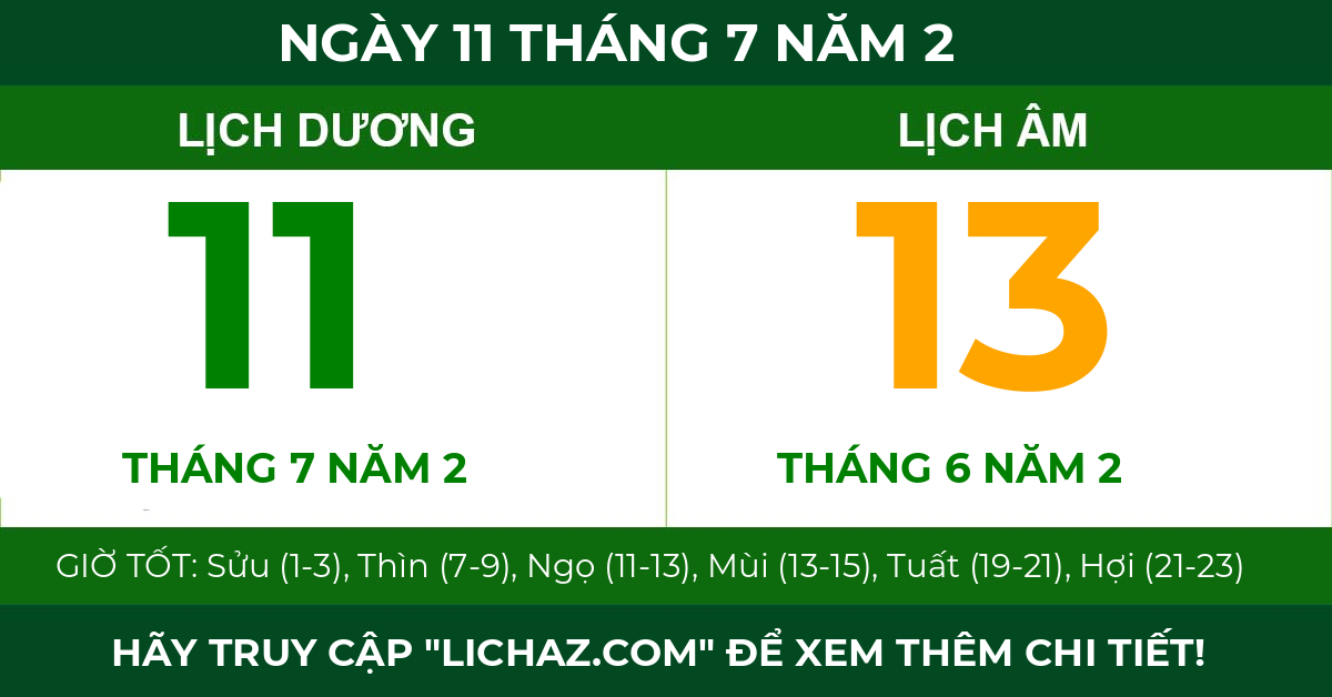 lịch âm ngày 11 tháng 7 năm 2