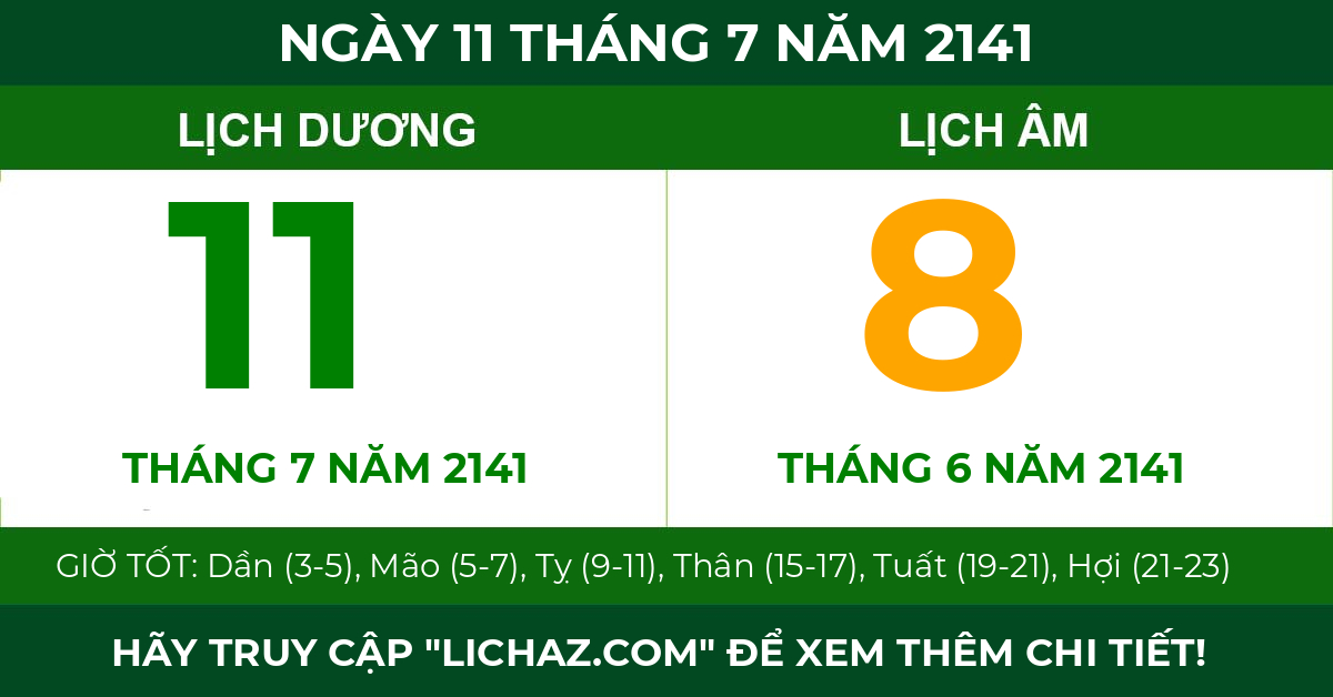 lịch âm ngày 11 tháng 7 năm 2141