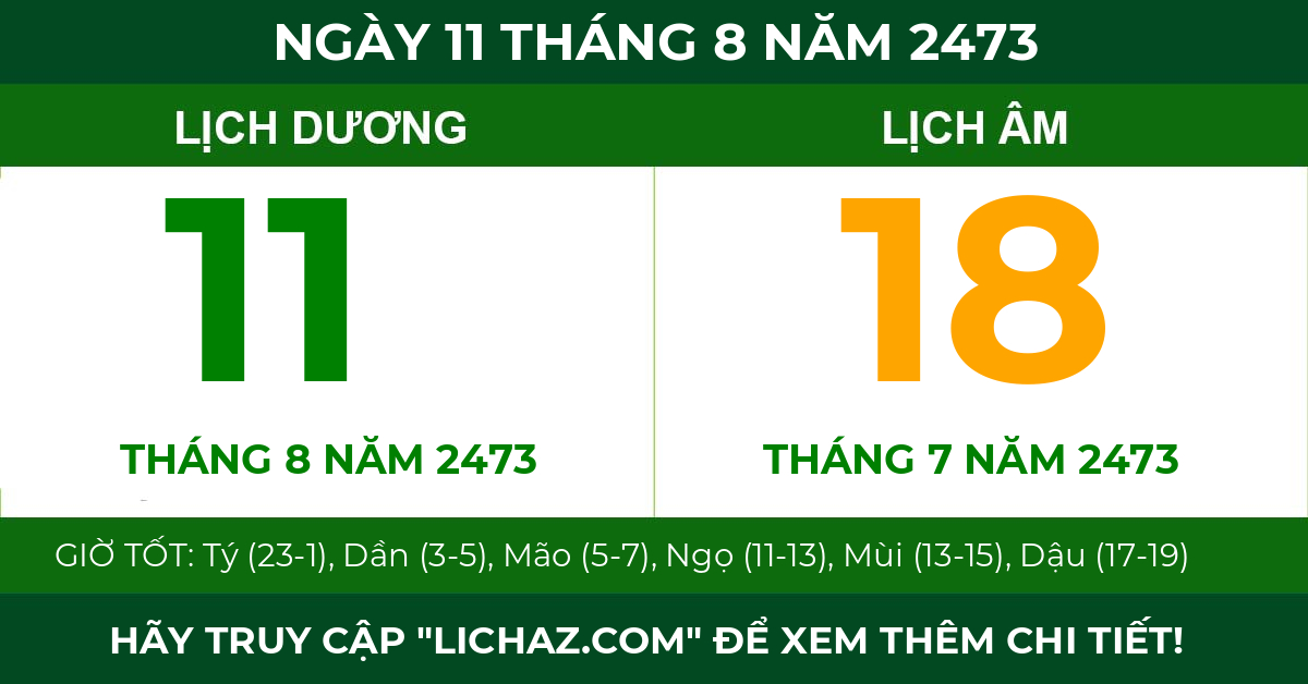 lịch âm ngày 11 tháng 8 năm 2473