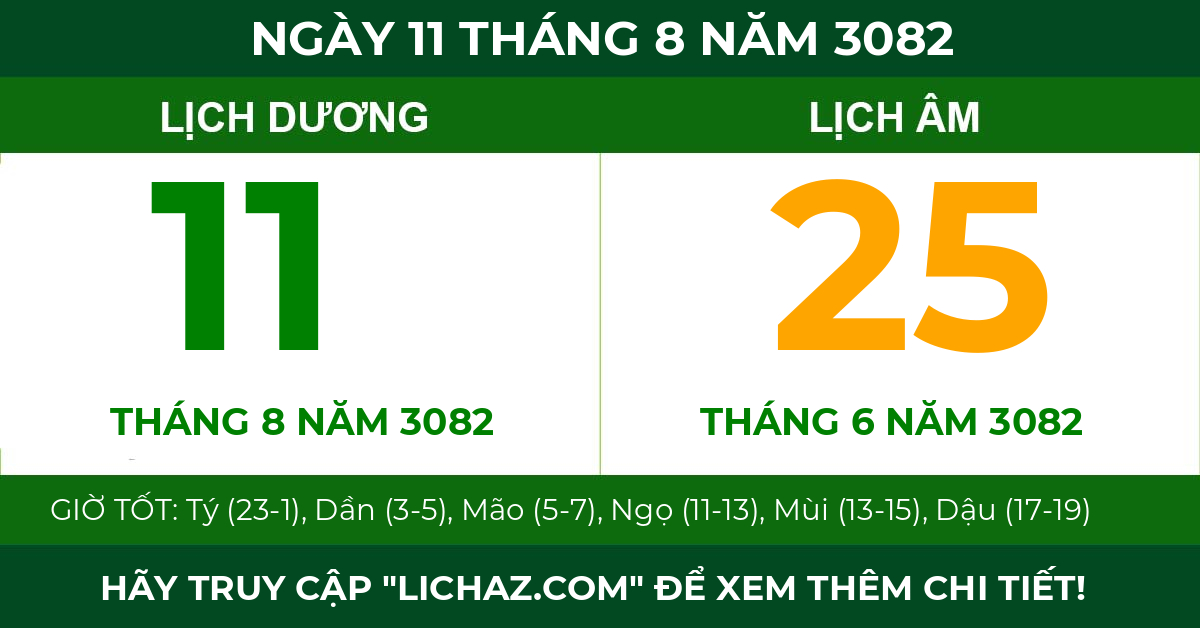 lịch âm ngày 11 tháng 8 năm 3082