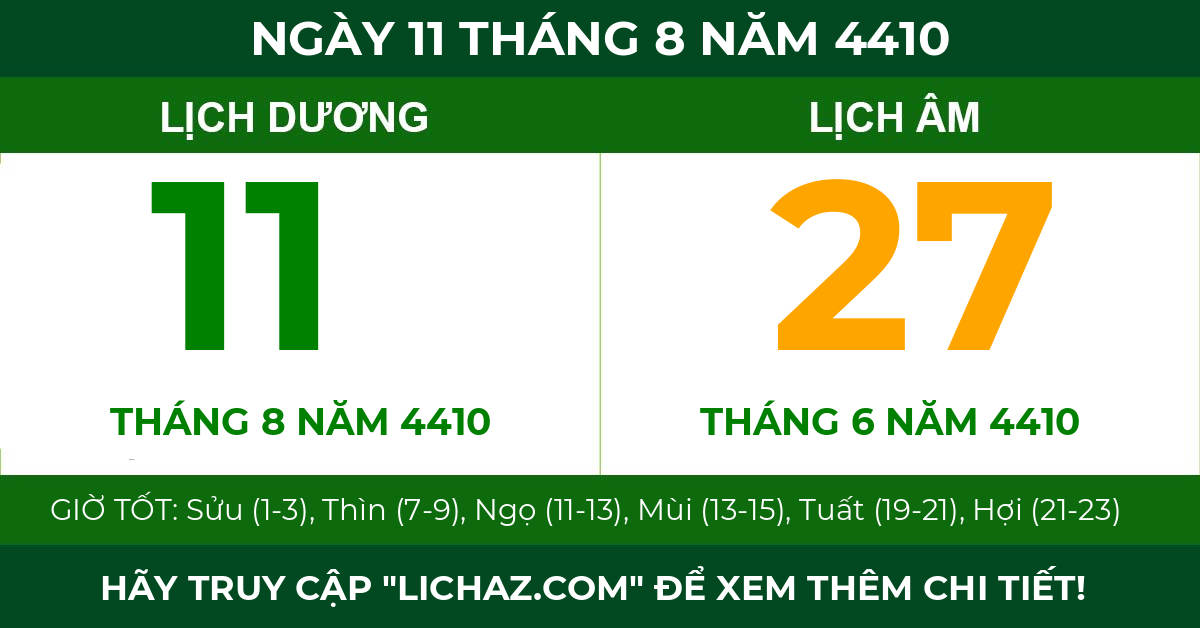 lịch âm ngày 11 tháng 8 năm 4410