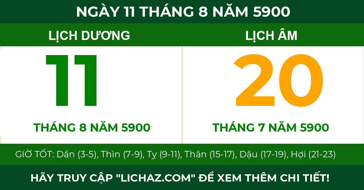 lịch âm ngày 11 tháng 8 năm 5900