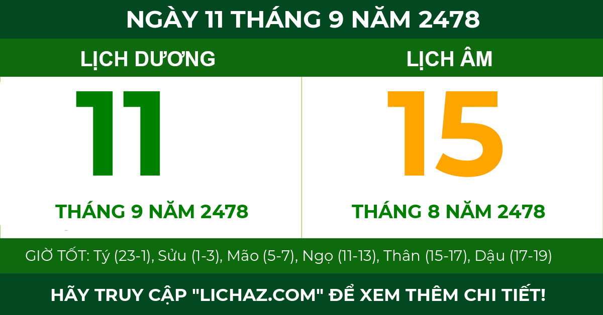 lịch âm ngày 11 tháng 9 năm 2478