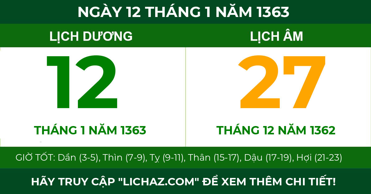 lịch âm ngày 12 tháng 1 năm 1363