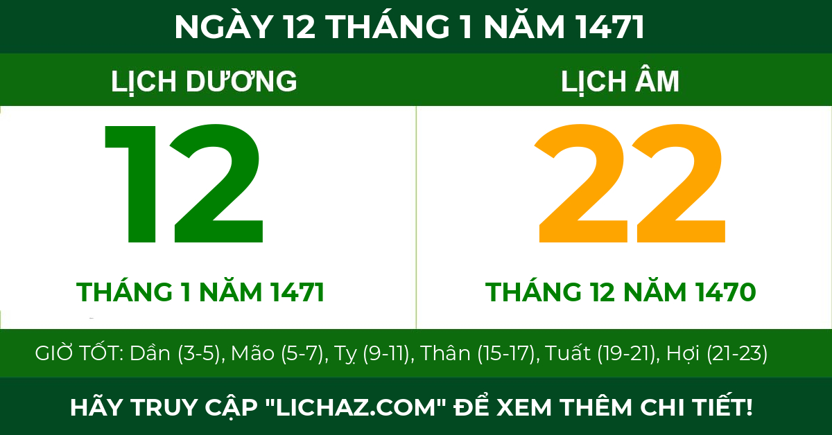 lịch âm ngày 12 tháng 1 năm 1471