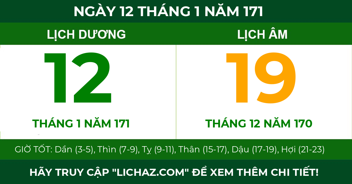 lịch âm ngày 12 tháng 1 năm 171
