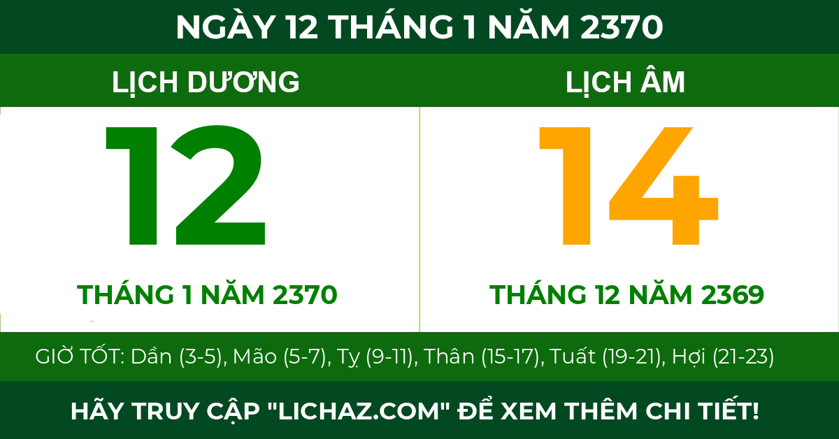 lịch âm ngày 12 tháng 1 năm 2370