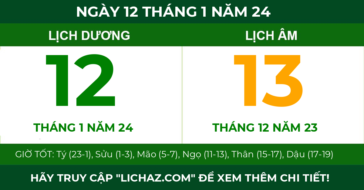 lịch âm ngày 12 tháng 1 năm 24