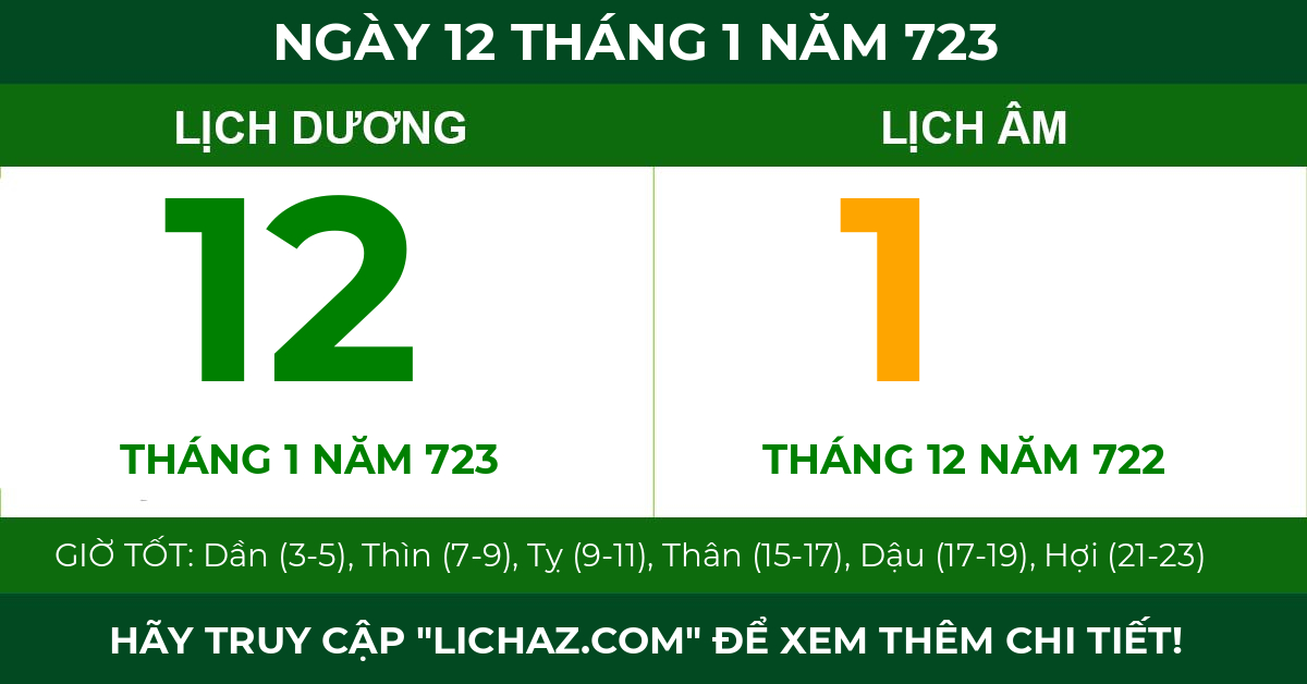 lịch âm ngày 12 tháng 1 năm 723