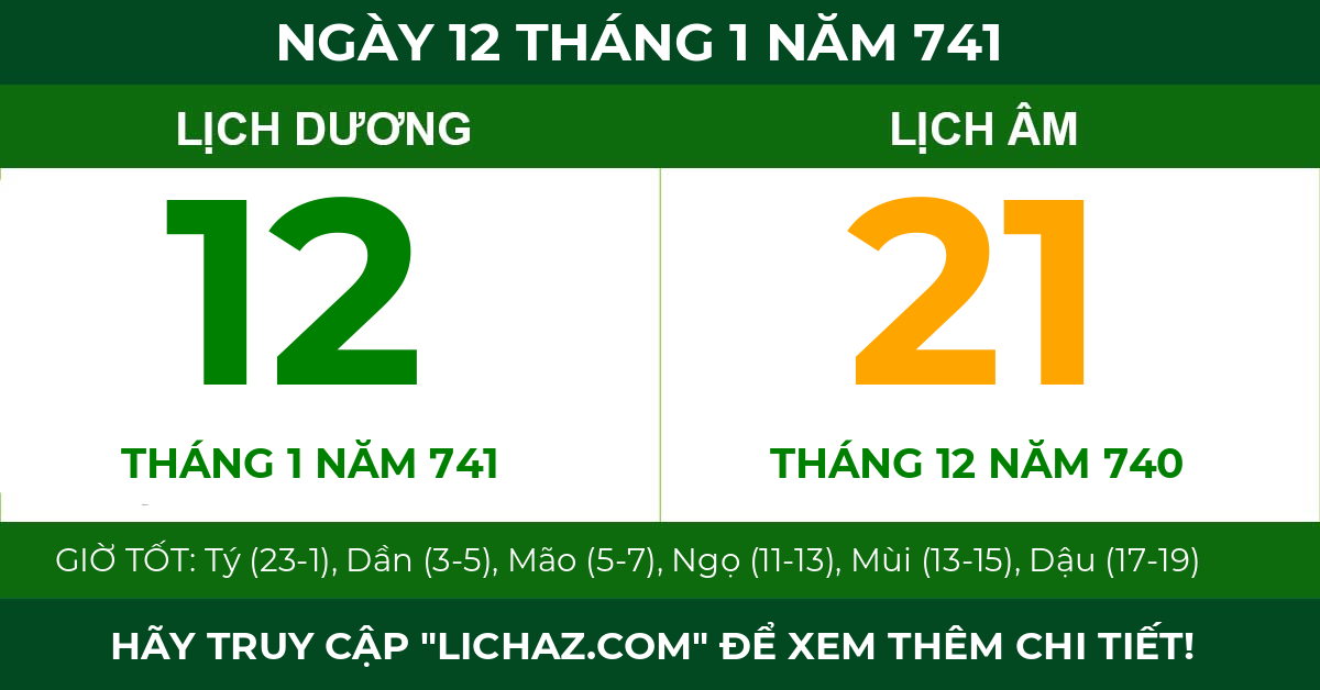 lịch âm ngày 12 tháng 1 năm 741