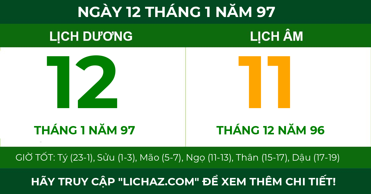 lịch âm ngày 12 tháng 1 năm 97