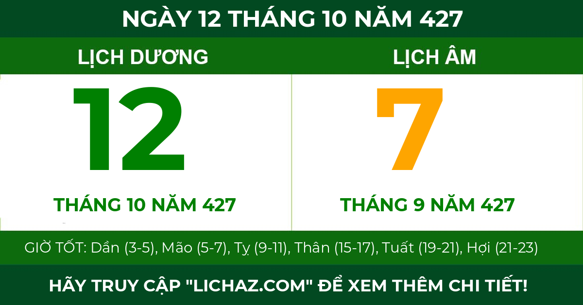 lịch âm ngày 12 tháng 10 năm 427