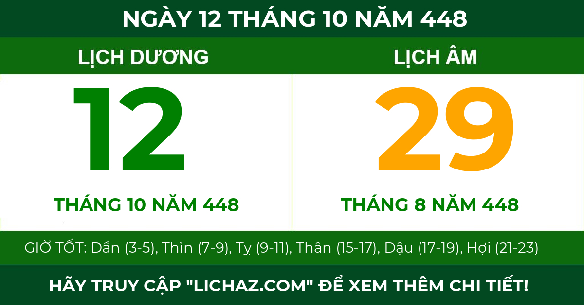 lịch âm ngày 12 tháng 10 năm 448