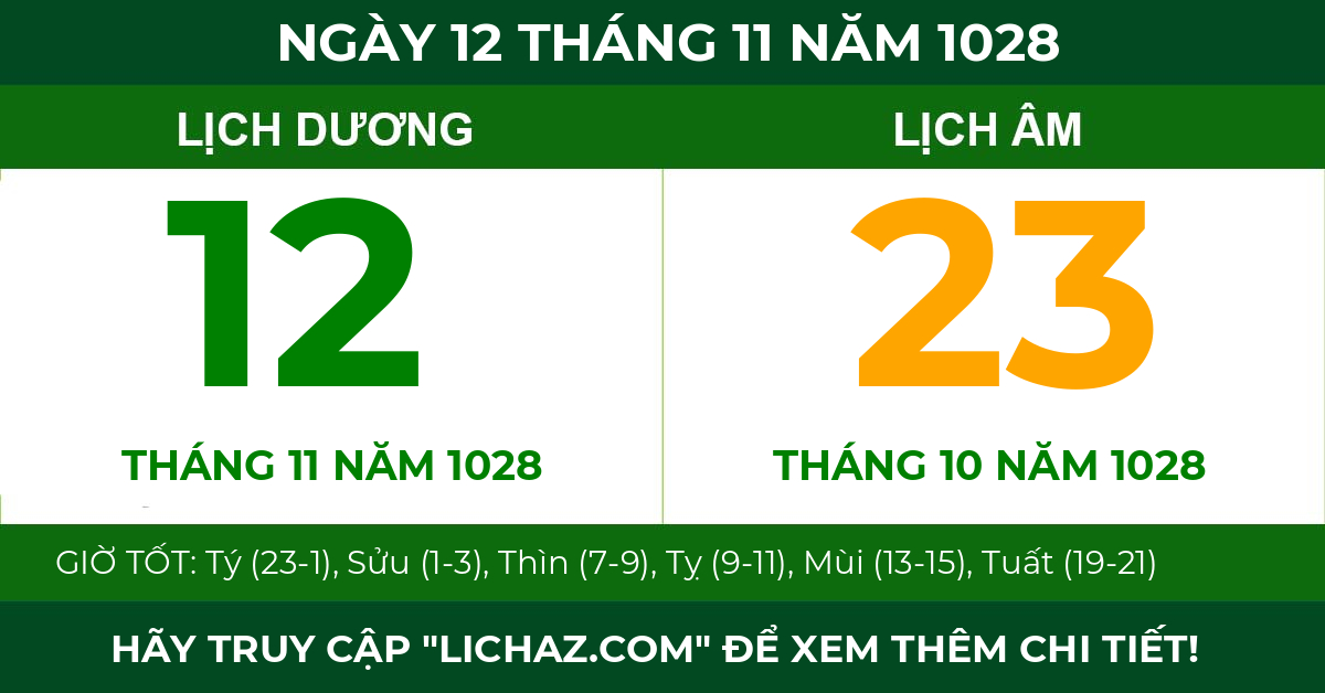 lịch âm ngày 12 tháng 11 năm 1028