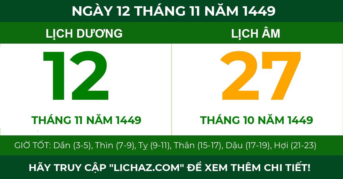 lịch âm ngày 12 tháng 11 năm 1449