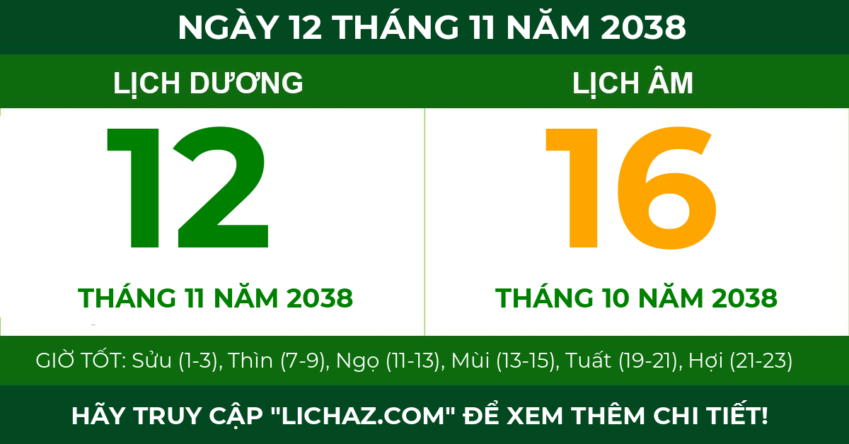 lịch âm ngày 12 tháng 11 năm 2038