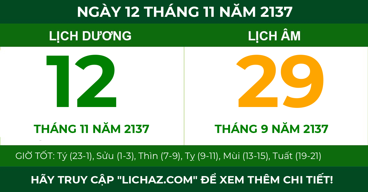lịch âm ngày 12 tháng 11 năm 2137