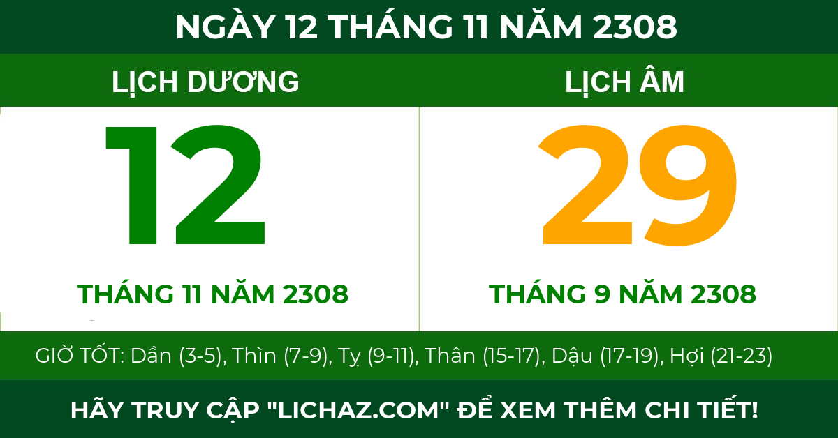 lịch âm ngày 12 tháng 11 năm 2308