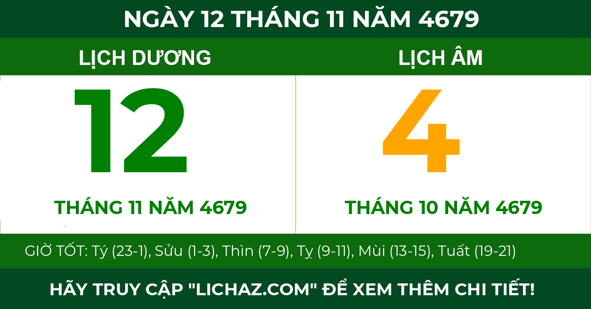 lịch âm ngày 12 tháng 11 năm 4679