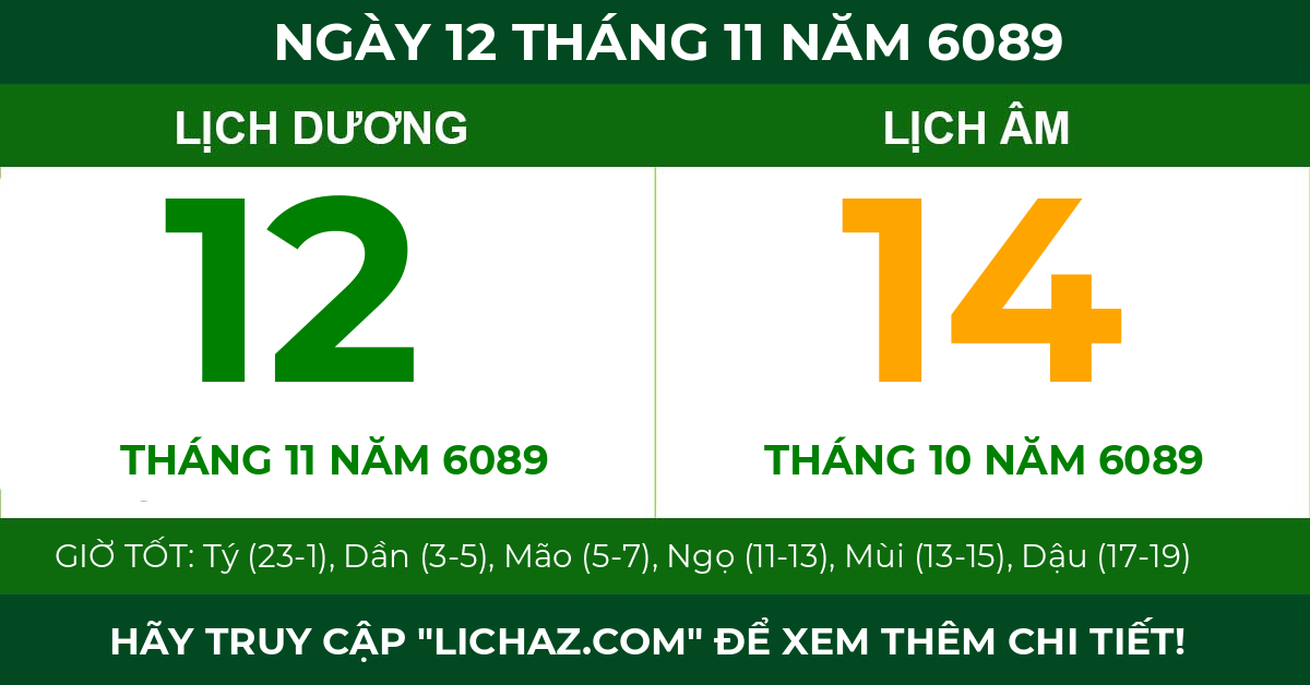 lịch âm ngày 12 tháng 11 năm 6089