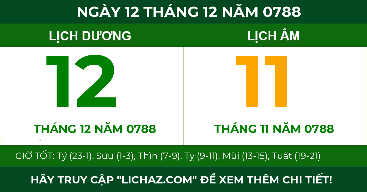 lịch âm ngày 12 tháng 12 năm 0788