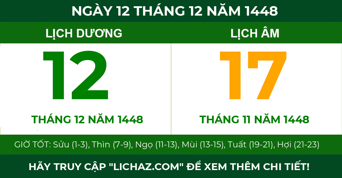 lịch âm ngày 12 tháng 12 năm 1448