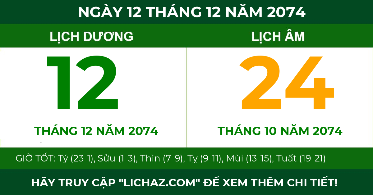 lịch âm ngày 12 tháng 12 năm 2074