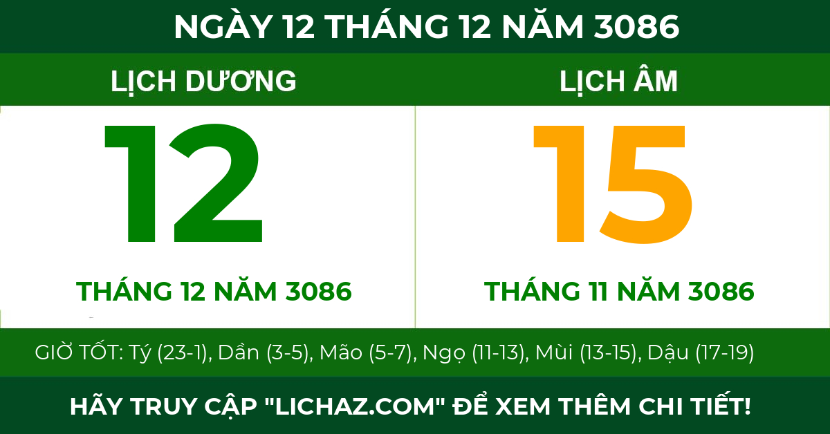 lịch âm ngày 12 tháng 12 năm 3086