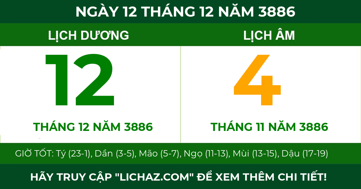 lịch âm ngày 12 tháng 12 năm 3886