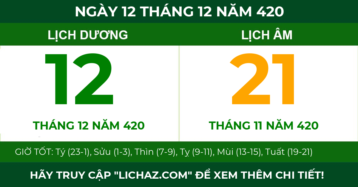 lịch âm ngày 12 tháng 12 năm 420