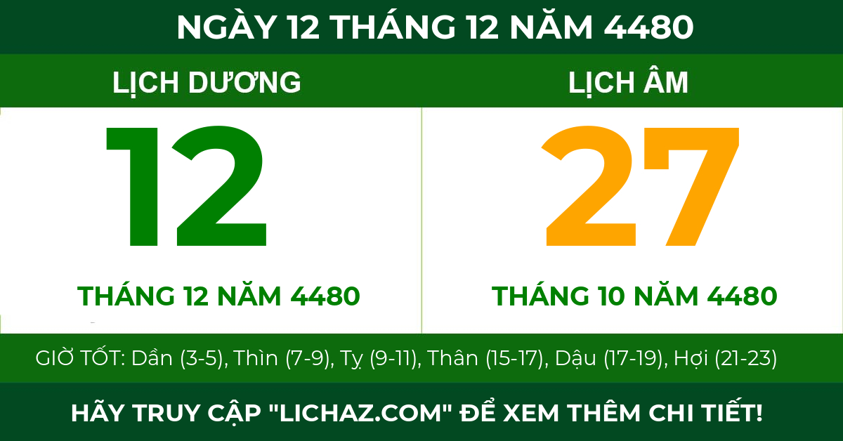 lịch âm ngày 12 tháng 12 năm 4480