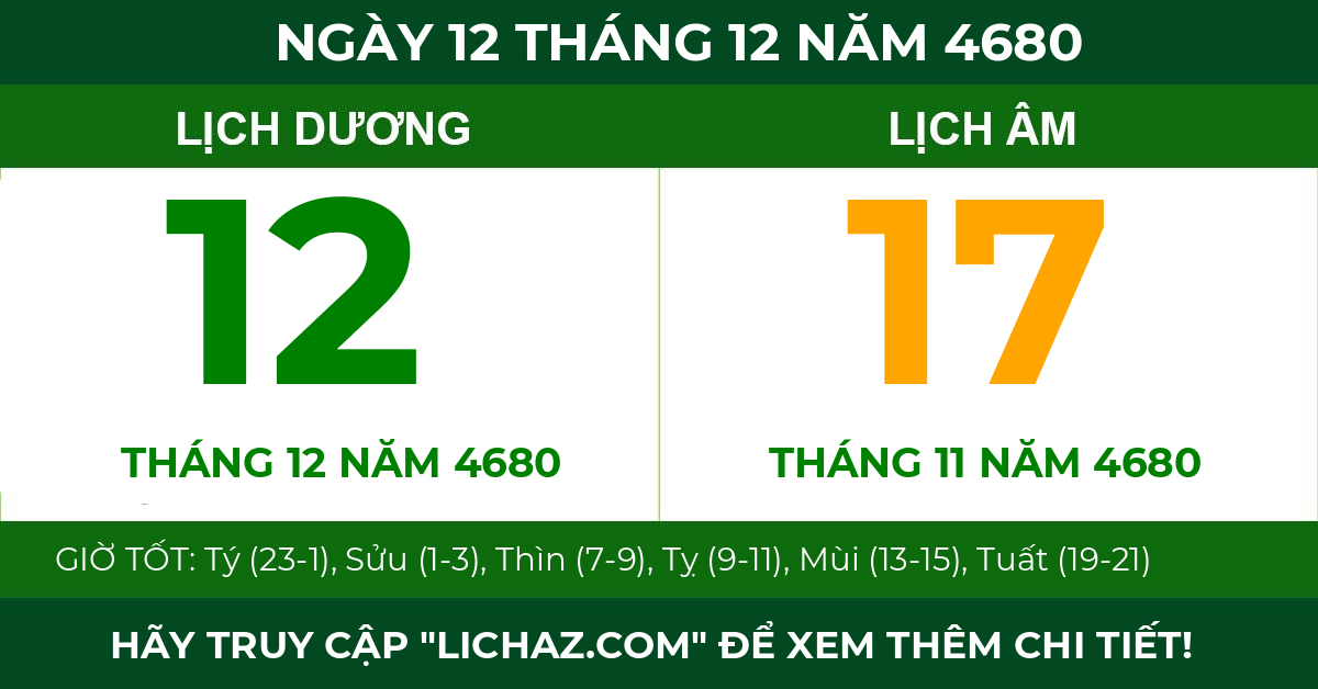 lịch âm ngày 12 tháng 12 năm 4680