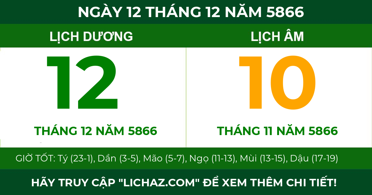 lịch âm ngày 12 tháng 12 năm 5866