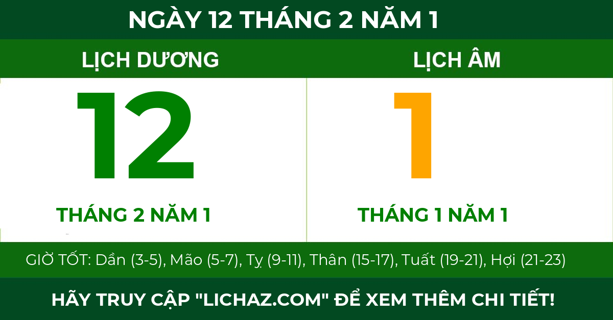 lịch âm ngày 12 tháng 2 năm 1