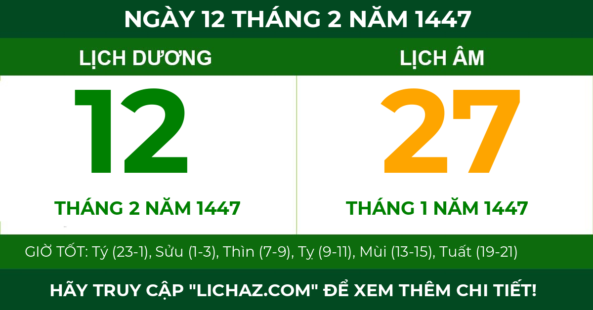 lịch âm ngày 12 tháng 2 năm 1447