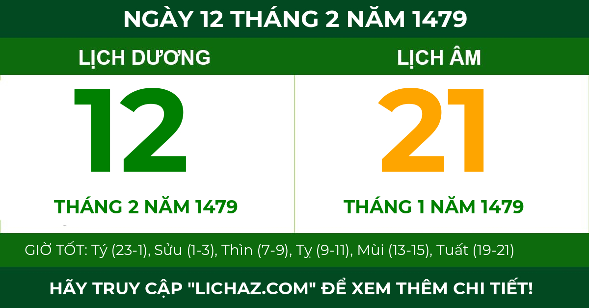 lịch âm ngày 12 tháng 2 năm 1479