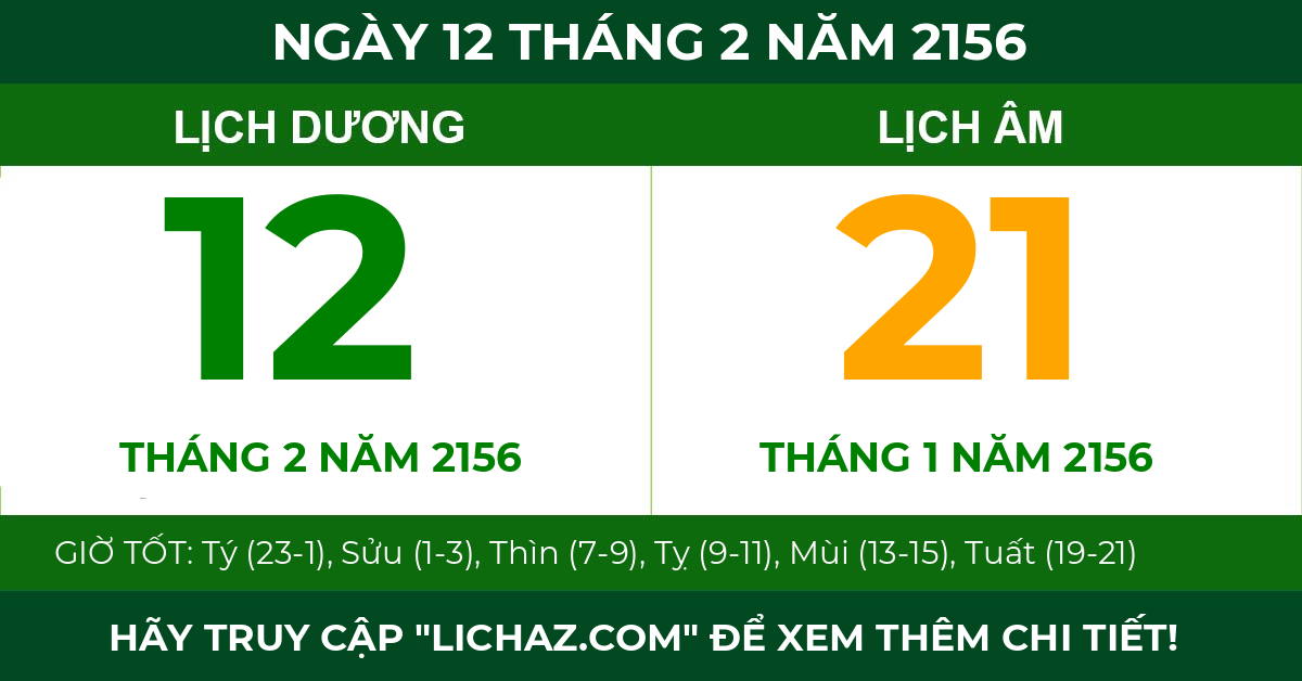 lịch âm ngày 12 tháng 2 năm 2156