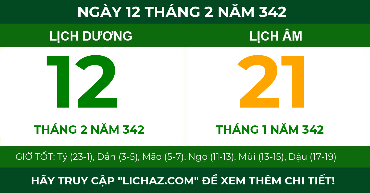 lịch âm ngày 12 tháng 2 năm 342