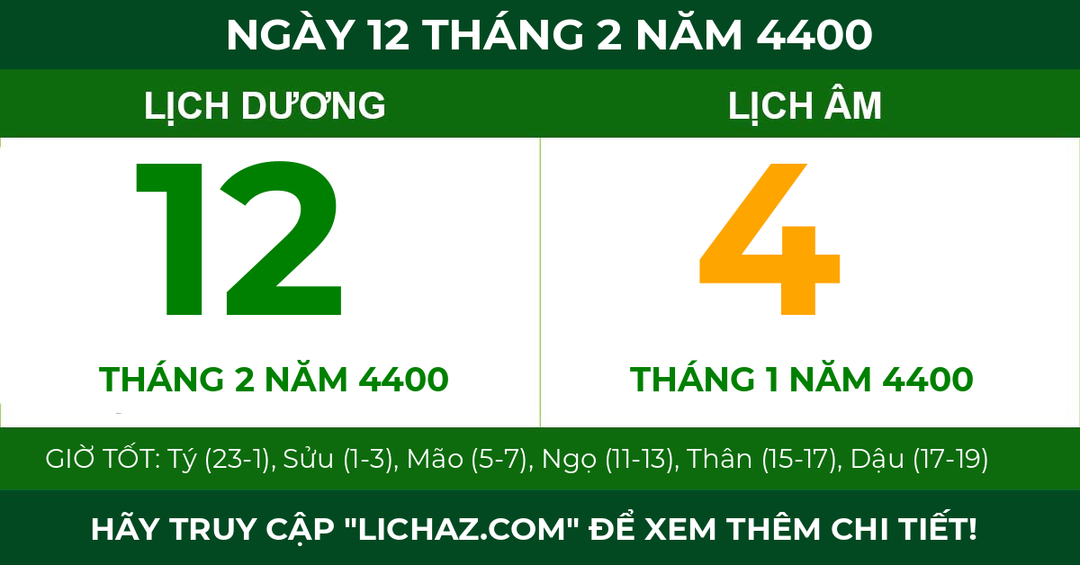 lịch âm ngày 12 tháng 2 năm 4400