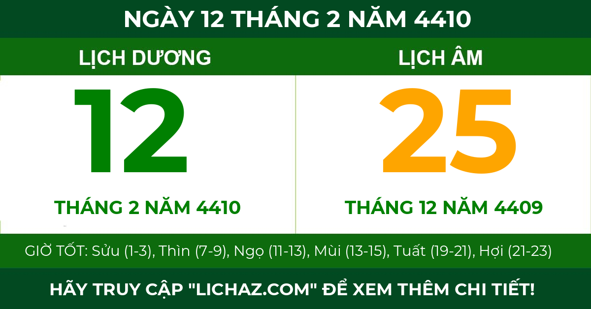 lịch âm ngày 12 tháng 2 năm 4410