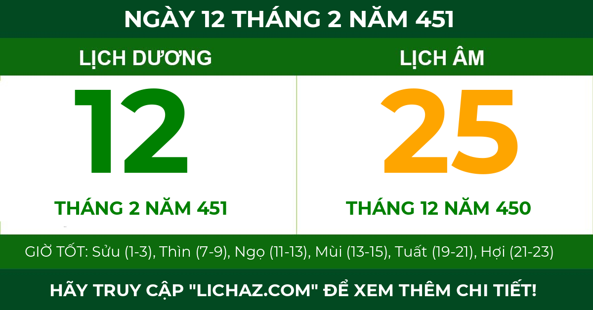 lịch âm ngày 12 tháng 2 năm 451